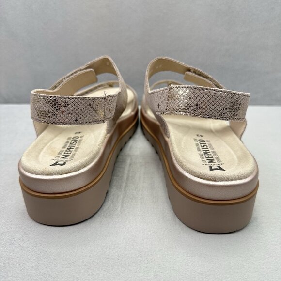 Mephisto Dominica Womens Size 12 (42) Platform Sandals Light Taupe Hook and Loop - Picture 4 of 10